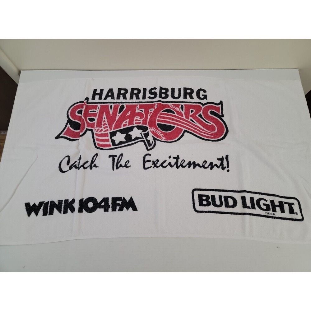 Vintage Harrisburg Senators MiLB Bud Light WINK 104 Beach Towel 48x26 RA Briggs